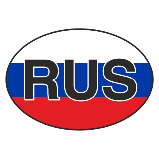 Знак на пленке «RUS» цвета флага