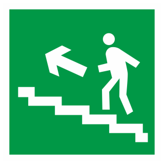 Знак на пластике светоотражающий E-16 «Направление к эвакуационному выходу (по лестнице вверх)» 
