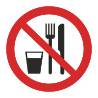 Знак на пластике светоотражающий P-30 «Запрещается принимать пищу» 