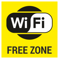 Знак на пластике «Wi-Fi free», жёлтый фон 