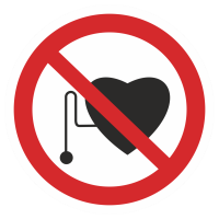 Знак на металле P-11 «Запрещается работа (присутствие) людей со стимуляторами сердечной деятельности»  