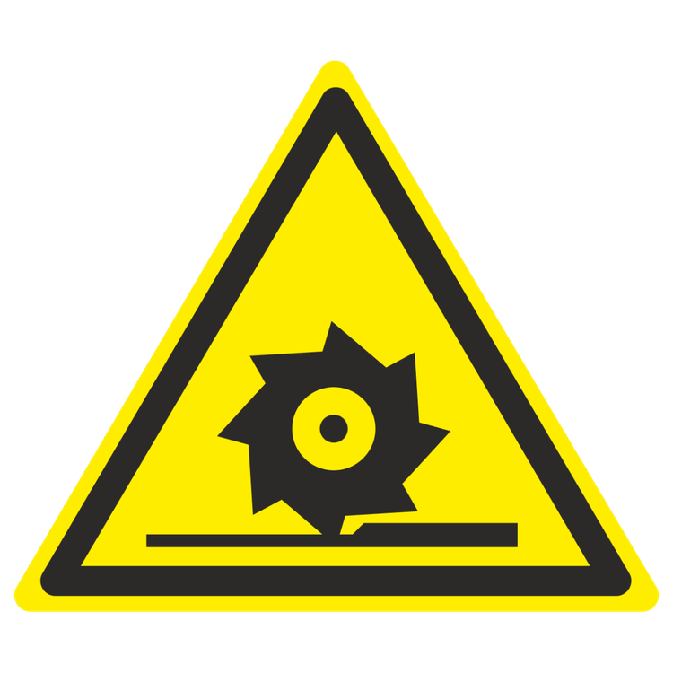 Знак на пленке W-22 «Осторожно. Режущие валы»