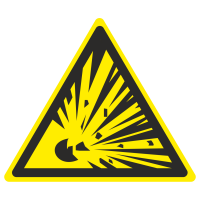 Знак на металле светоотражающий W-02 «Взрывоопасно»  