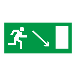 Знак на металле фотолюминесцентный E-07 «Направление к эвакуационному выходу направо вниз»  