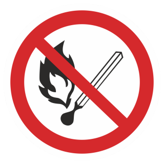 Знак на пластике фотолюминесцентный P-02 «Запрещается пользоваться открытым огнем» 