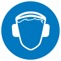 Знак на металле светоотражающий M-03 «Работать в защитных наушниках»  