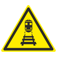 Знак на металле фотолюминесцентный W-31 «Берегись поезда»   