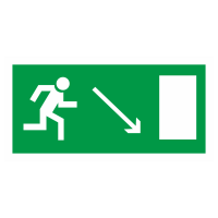 Знак на пластике фотолюминесцентный E-07 «Направление к эвакуационному выходу направо вниз» 