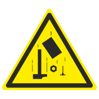 Знак на металле фотолюминесцентный W-34 «Осторожно. Падающие предметы»  