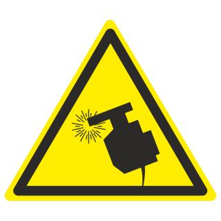 Знак на металле фотолюминесцентный W-35 «Осторожно. Сварка»  