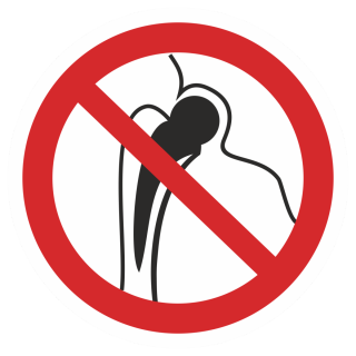 Знак на пластике фотолюминесцентный P-16 «Запрещается работа (присутствие) людей, имеющих металлические имплантанты» 