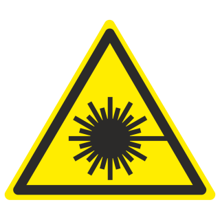 Знак на пленке фотолюминесцентный W-10 «Опасно. Лазерное излучение»