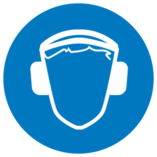 Знак на металле фотолюминесцентный M-03 «Работать в защитных наушниках»  