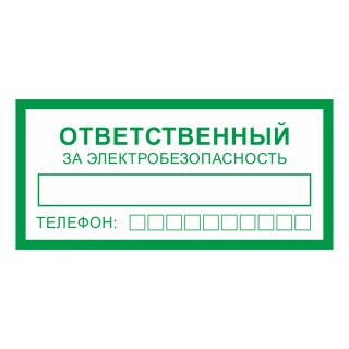 Знак на пленке фотолюминесцентный «Ответственный за электробезопасность»