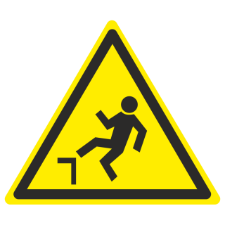 Знак на металле фотолюминесцентный W-15 «Осторожно. Возможно падение с высоты»  