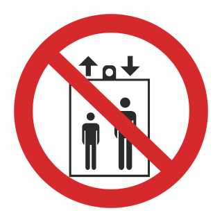 Знак на пластике фотолюминесцентный P-34 «Запрещается пользоваться лифтом для подъема (спуска) людей» 