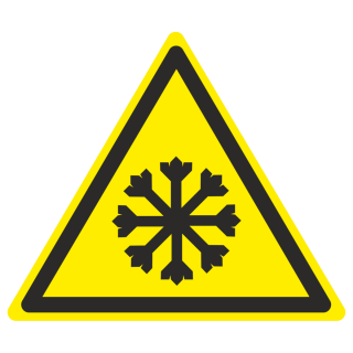 Знак на металле фотолюминесцентный W-17 «Осторожно. Холод»  