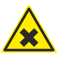 Знак на металле фотолюминесцентный W-18 «Осторожно. Вредные для здоровья аллергические (раздражающие вещества)»  