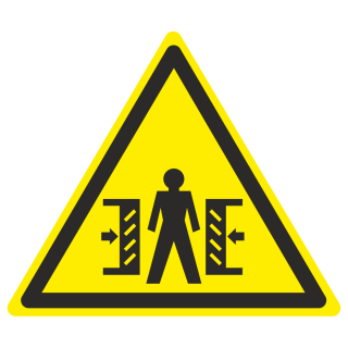 Знак на пленке фотолюминесцентный W-23 «Осторожно, опасность зажима»