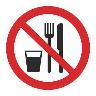 Знак на пленке P-30 «Запрещается принимать пищу»