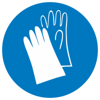 Знак на пленке фотолюминесцентный M-06 «Работать в защитных перчатках»