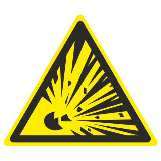 Знак на металле фотолюминесцентный W-02 «Взрывоопасно»  