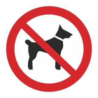 Знак на пленке P-14 «Запрещается вход (проход) с животными»