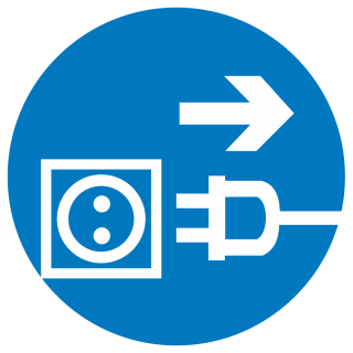 Знак на пленке фотолюминесцентный M-13 «Отключить штепсельную вилку»