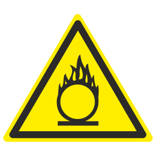 Знак на металле фотолюминесцентный W-11 «Пожароопасно. Окислитель»  