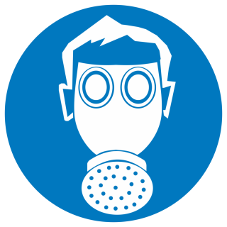 Знак на пленке светоотражающий M-04 «Работать в средствах индивидуальной защиты органов дыхания»