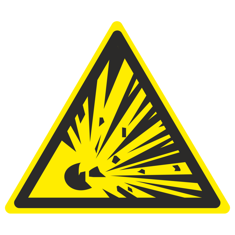 Знак на пленке светоотражающий W-02 «Взрывоопасно»