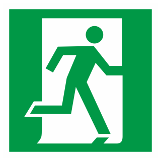 Знак на пленке E-01-02 «Выход здесь (правосторонний)»