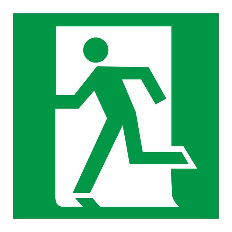 Знак на пленке E-01-01 «Выход здесь (левосторонний)»