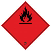 Знак на металле 2.3 «Легковоспламеняющиеся газы» (чёрные буквы)  