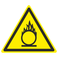 Знак на металле W-11 «Пожароопасно. Окислитель»  