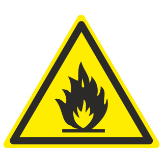 Знак на пластике W-01 «Пожароопасно. Легковоспламеняющиеся вещества» 