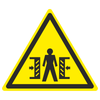 Знак на металле W-23 «Осторожно, опасность зажима»  