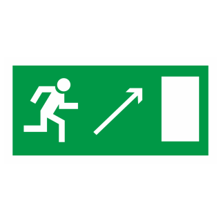 Знак на металле светоотражающий E-05 «Направление к эвакуационному выходу направо вверх»  