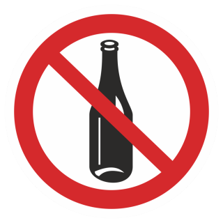 Знак на пластике «Вход со спиртными напитками запрещен» 