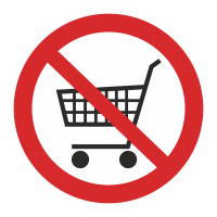 Знак на пластике «Выход на улицу с тележками запрещен» 