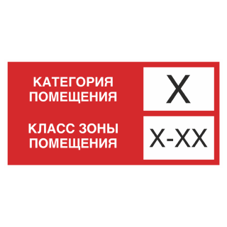 Знак на пленке «Категория помещения» прямоугольный (красное исполнение) 