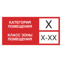 Знак на пленке «Категория помещения» прямоугольный (красное исполнение) 