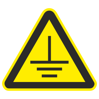 Знак на пластике «Заземление» треугольный 
