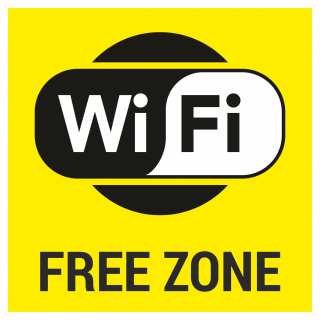 Знак на металле «Wi-Fi free», жёлтый фон  