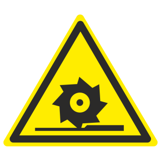 Знак на металле светоотражающий W-22 «Осторожно. Режущие валы»  