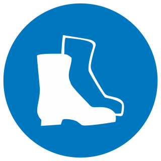 Знак на металле M-05 «Работать в защитной обуви»  