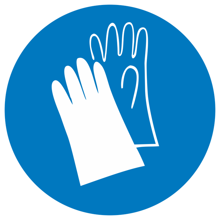 Знак на металле M-06 «Работать в защитных перчатках»